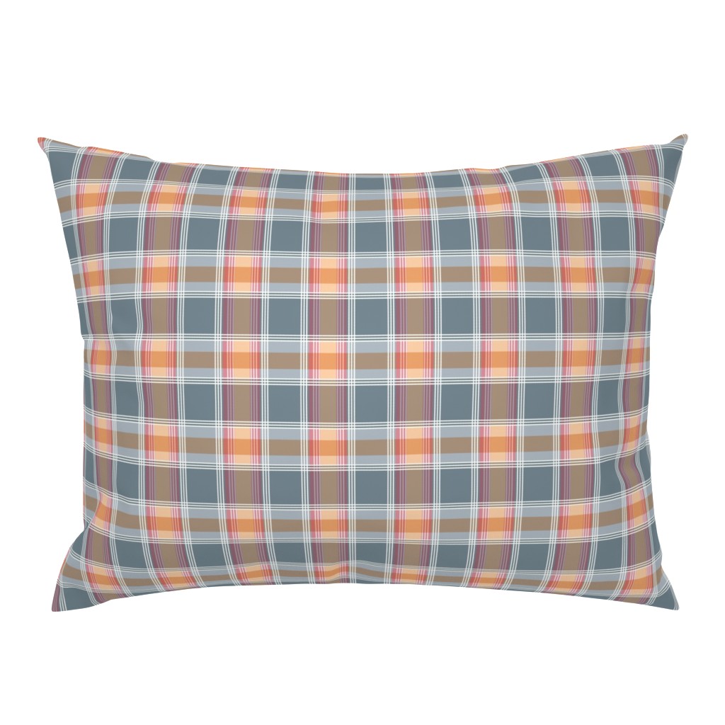 Plaid pattern orange and gray