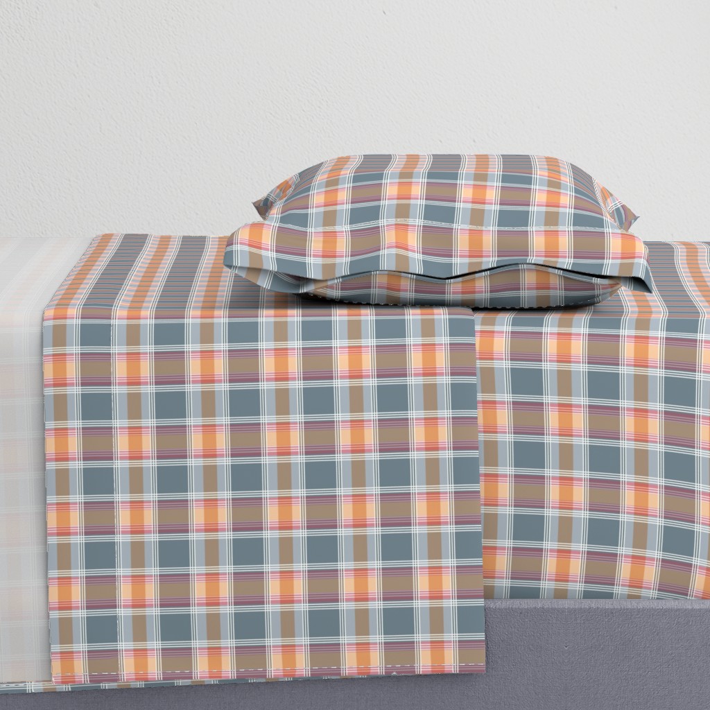 Plaid pattern orange and gray