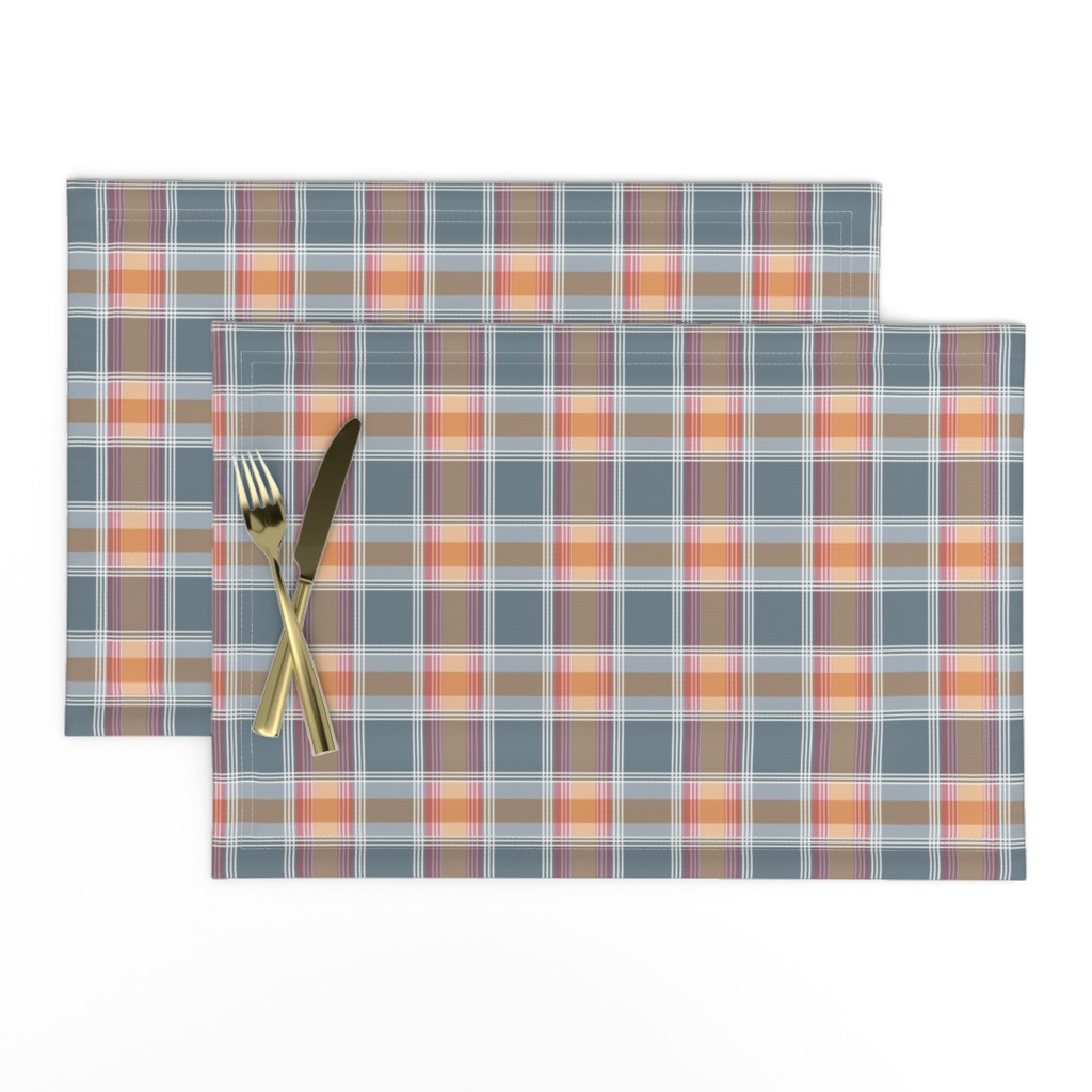 Plaid pattern orange and gray