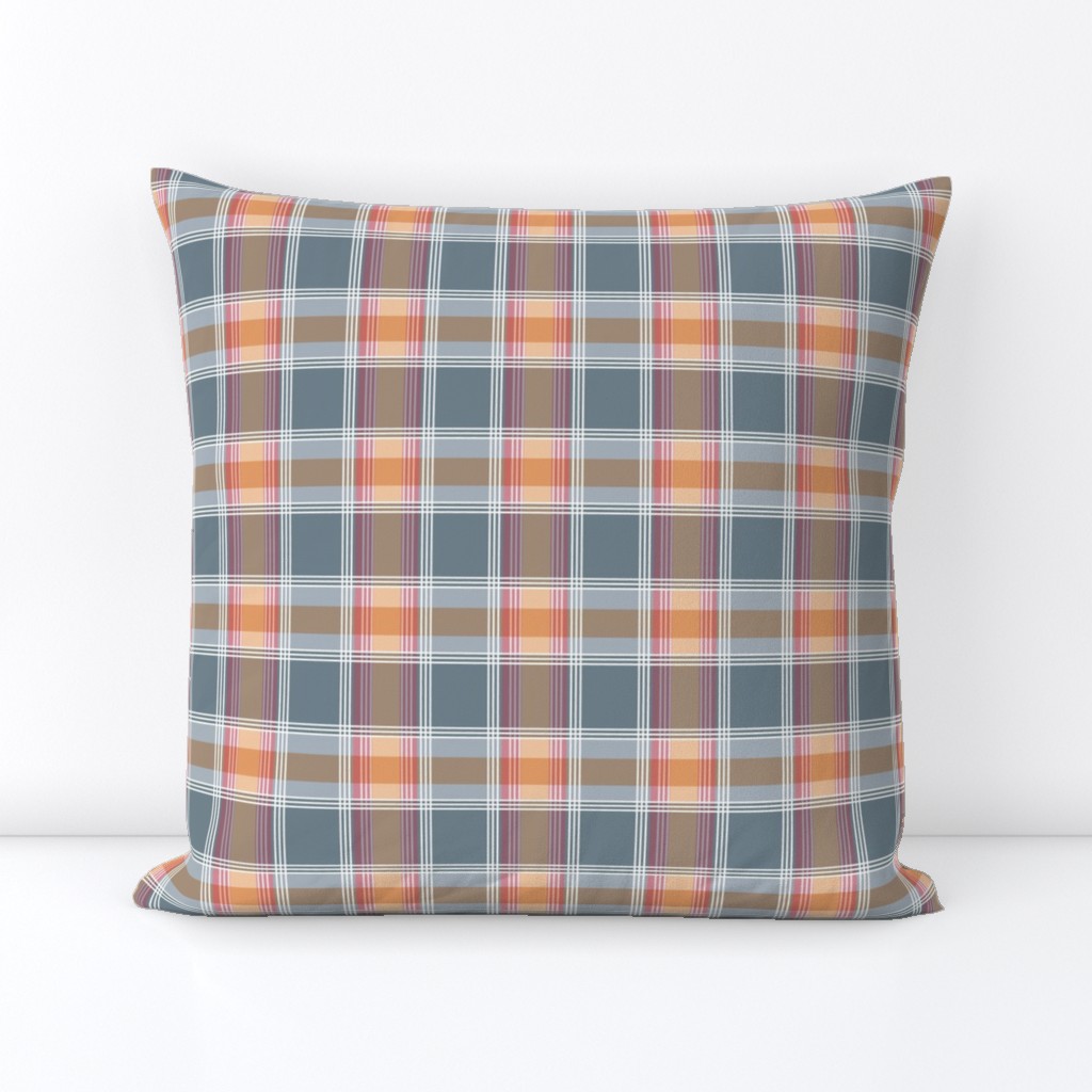 Plaid pattern orange and gray