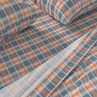 Plaid pattern orange and gray