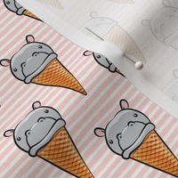 Hippopotamus ice cream cone - grey on pink