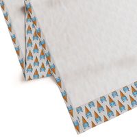 Hippopotamus ice cream cone - blue on grey