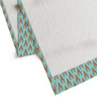 Hippopotamus ice cream cone - grey on teal