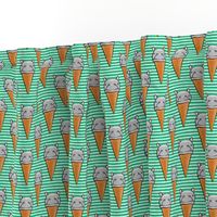 Hippopotamus ice cream cone - grey on green