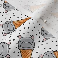 Hippopotamus ice cream cone - toss - grey w/ black polkas