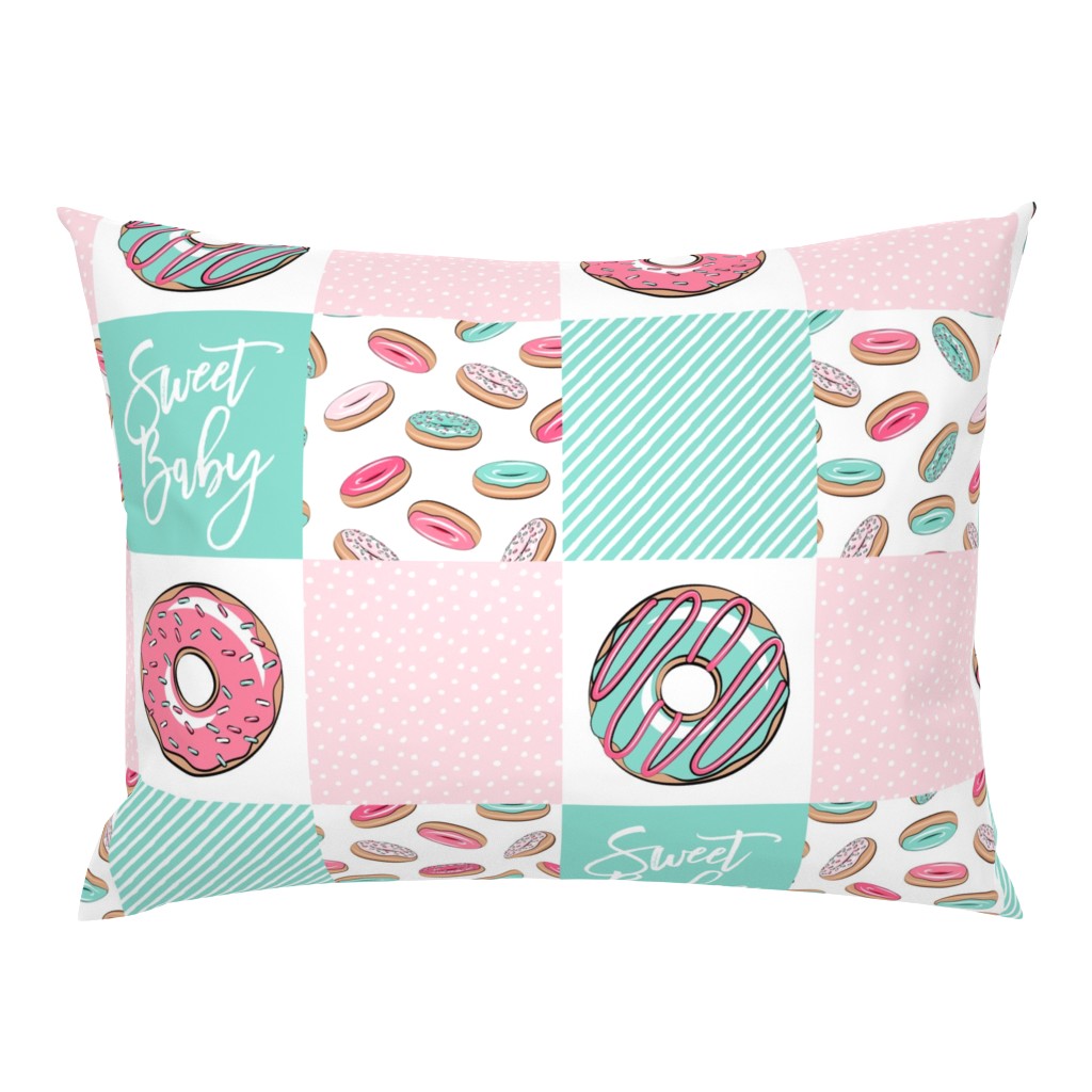 Sweet baby donut patchwork - pink and teal