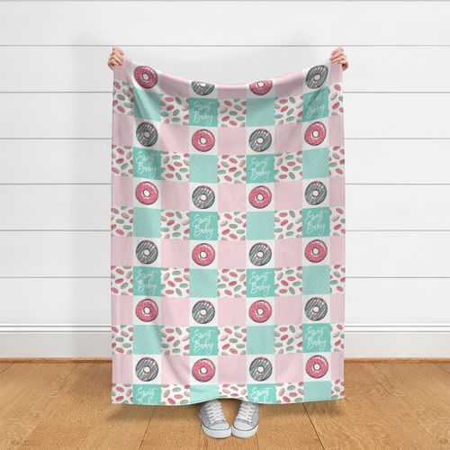 Sweet baby donut patchwork - pink and teal