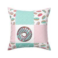 Sweet baby donut patchwork - pink and teal