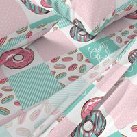 Sweet baby donut patchwork - pink and teal