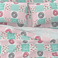 Sweet baby donut patchwork - pink and teal