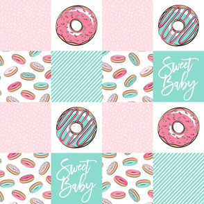 Sweet baby donut patchwork - pink and teal