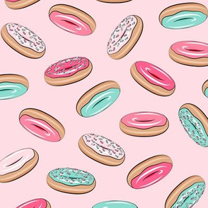 donuts - pink and teal - toss on pink