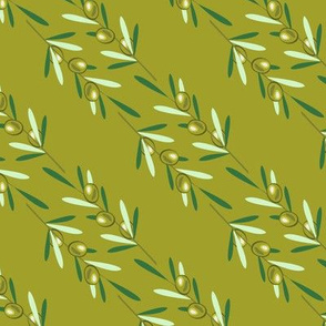 Olive branches pattern on olive background