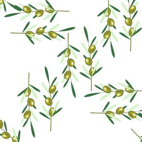 Olive branches pattern on white background