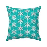 Retro White snowflake on teal texture