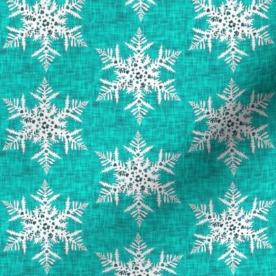 Retro White snowflake on teal texture