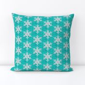 Retro White snowflake on teal texture