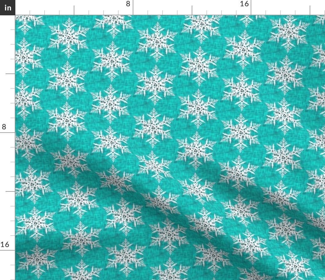 Retro White snowflake on teal texture