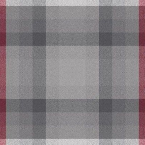 Splattered Gray Plaid (large) w/Crimson & White Lines