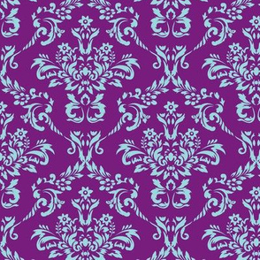 Purple and Aqua Damask