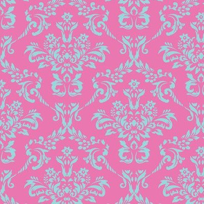 Pink and Aqua Damask