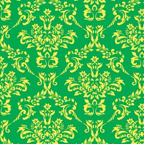 Green and Yellow Damask