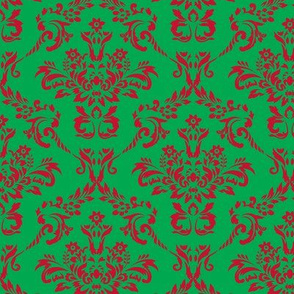 Green and Red Damask