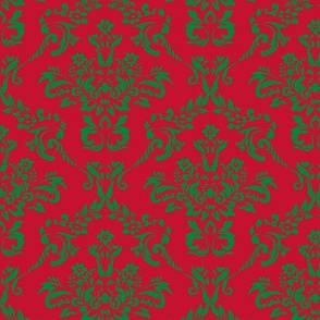 Red and Green Damask