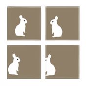 sitting rabbits - dark khaki