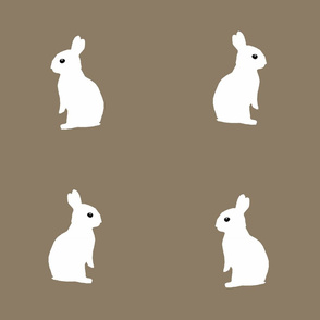 sitting rabbits - dark khaki