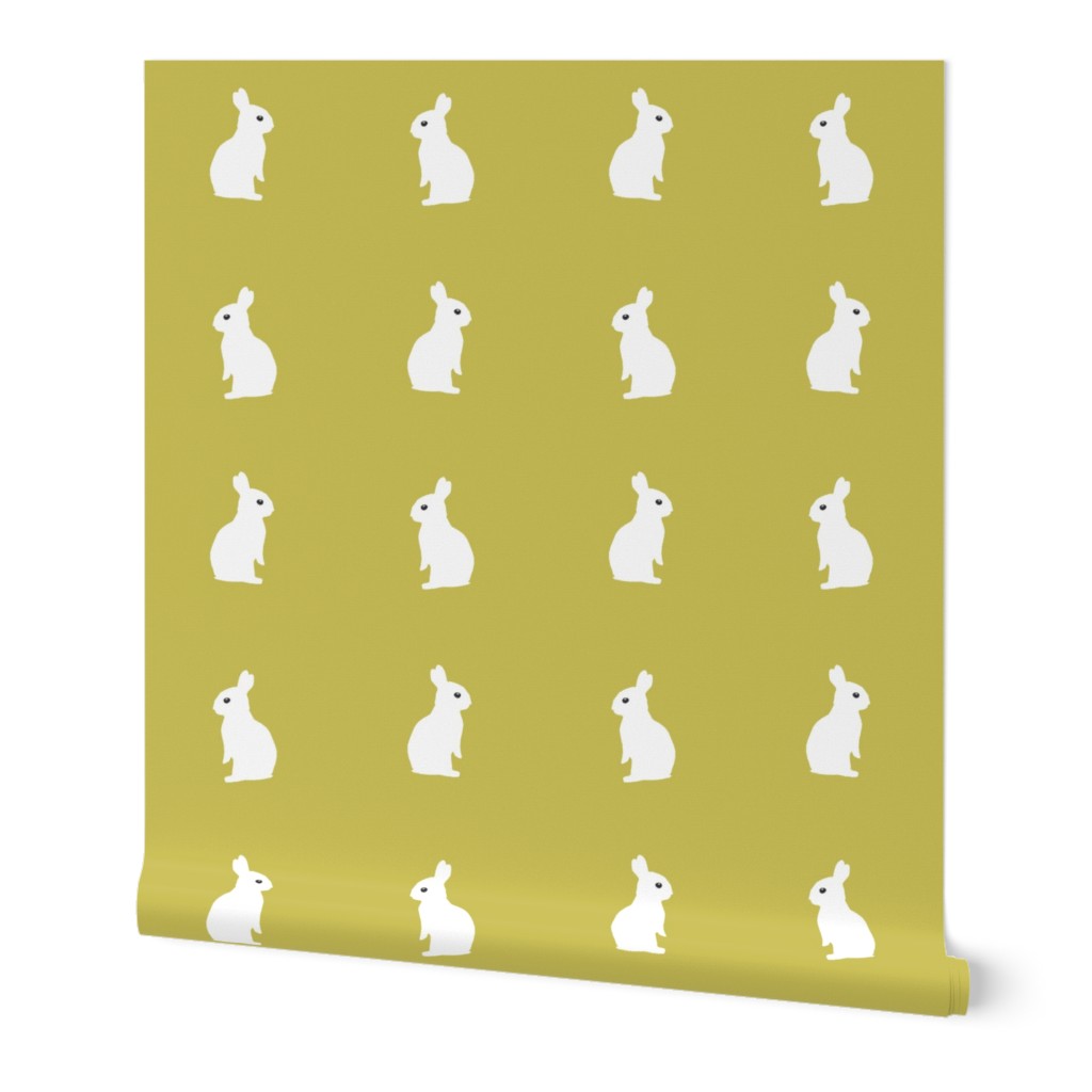 sitting rabbits - mustard