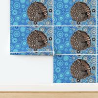 pangolin mandala blue tea towel