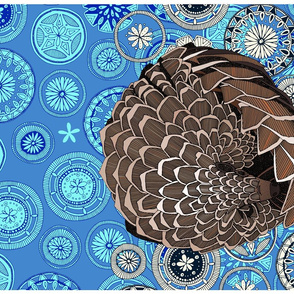 pangolin mandala blue tea towel