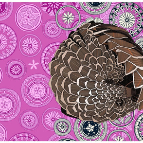 pangolin mandala magenta tea towel