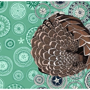 pangolin mandala peppermint tea towel