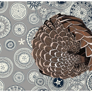 pangolin mandala pewter tea towel