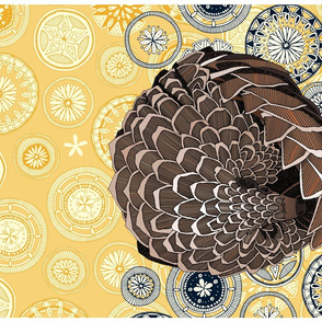 pangolin mandala sunshine tea towel