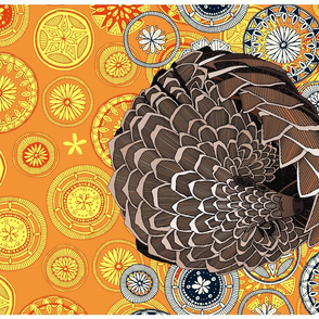 pangolin mandala sunset tea towel