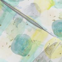 watercolor + stars abstract - teal  mint  yellow - small