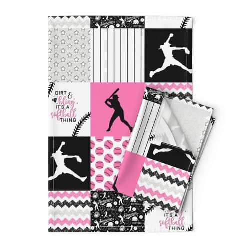 Softball//Dirt & Bling//Pink - Wholecloth Cheater Quilt