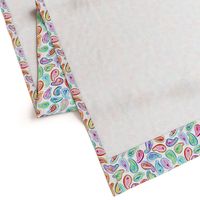 Colorful Watercolor Paisley on White