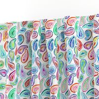 Colorful Watercolor Paisley on White