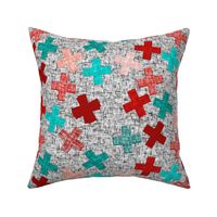 That Red Cross on black on white linen weave, by Su_G_©SuSchaefer