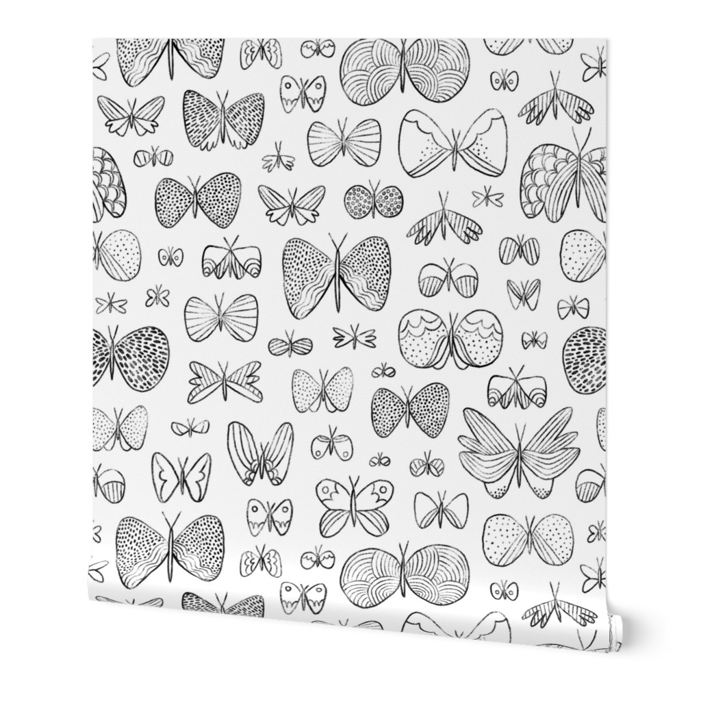 Hand drawn butterflies pattern