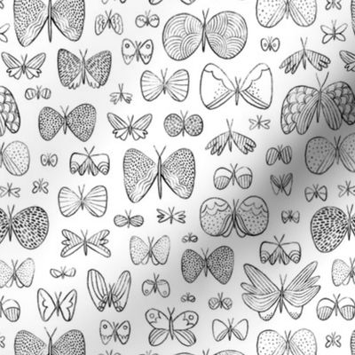 Hand drawn butterflies pattern