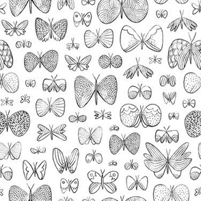 Hand drawn butterflies pattern