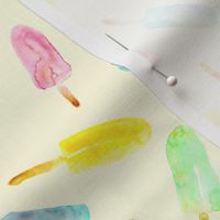 Watercolor popsicles on cream || ice cream pattern