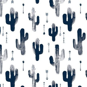 Navy Blue watercolors ink cactus garden gender neutral geometric arrows cowboy theme