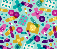 Colorful bandages and medicine (large)